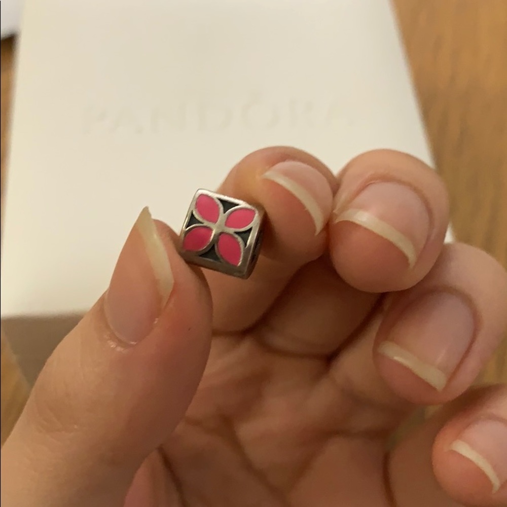 Pandora Pink Enamel Flower Block Charm